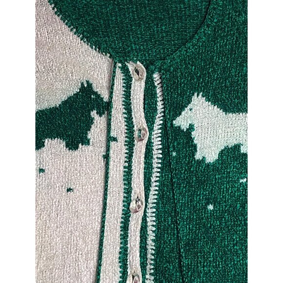 1980s EMMANUELLE KHANH Chenille. Green and White. Scottie DOG. Kitsch Pom-pom Bu - Picture 5 of 10